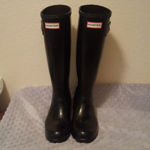 Tall Black Shiny Hunter Rain Boots